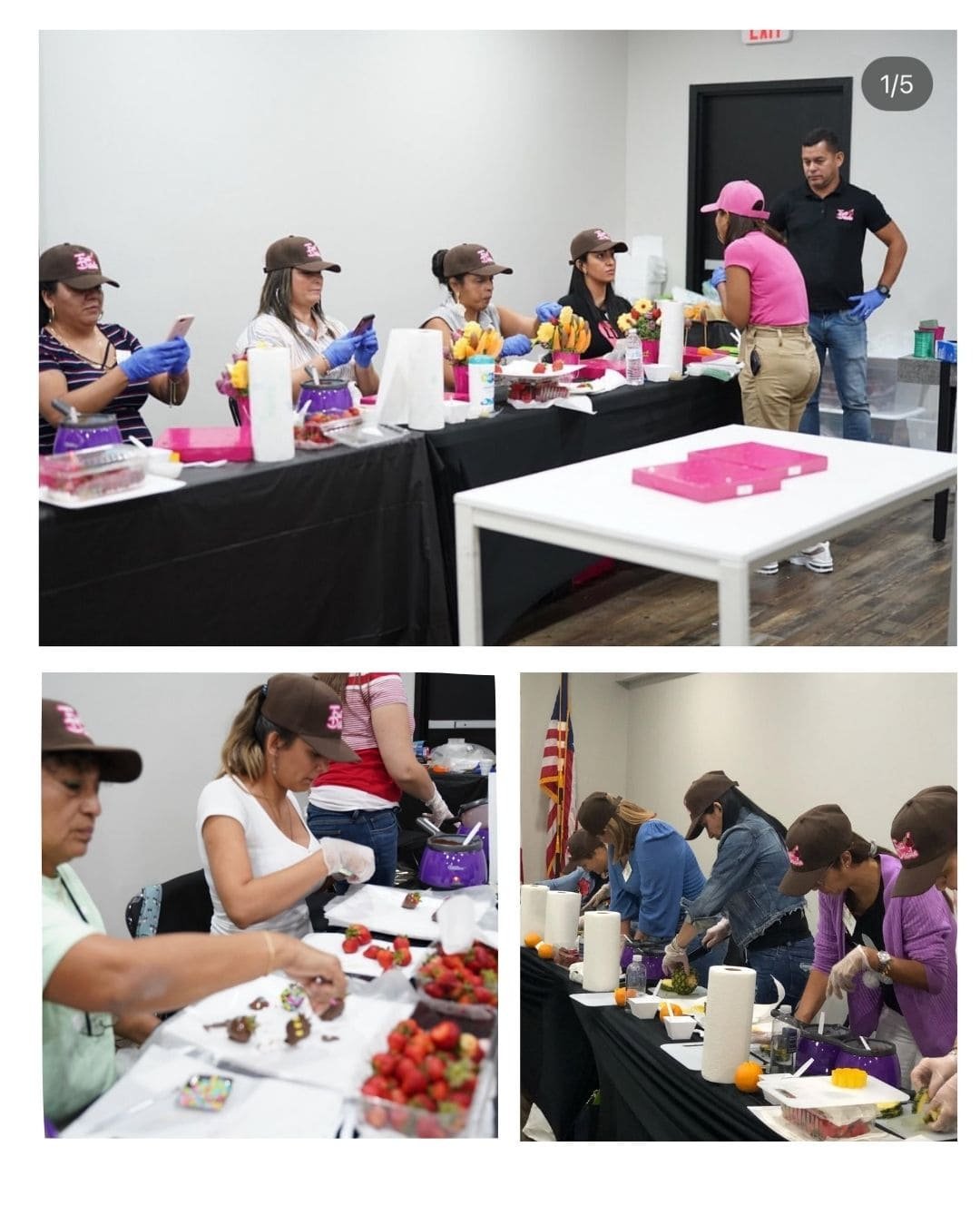 Estudiantes del curso de arreglos frutales en Miami